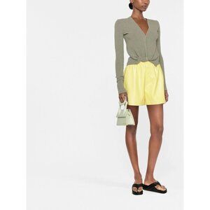 NANUSHKA YELLOW VEGAN LEATHER ELASTIC WAIST SHORTS M